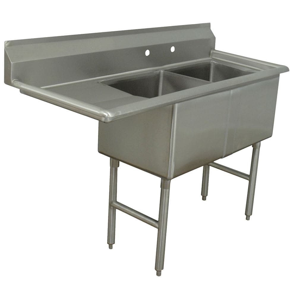 Advance Tabco FC-2-1620-18L 52 1/2" 2 Compartment Sink w/ 16"L x 20"W Bowl, 14" Deep