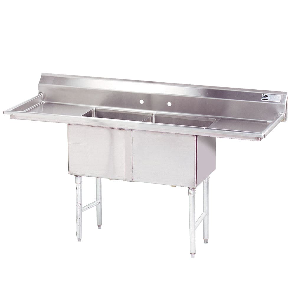 Advance Tabco FC-2-1620-18RL 68" 2 Compartment Sink w/ 16"L x 20"W Bowl, 14" Deep