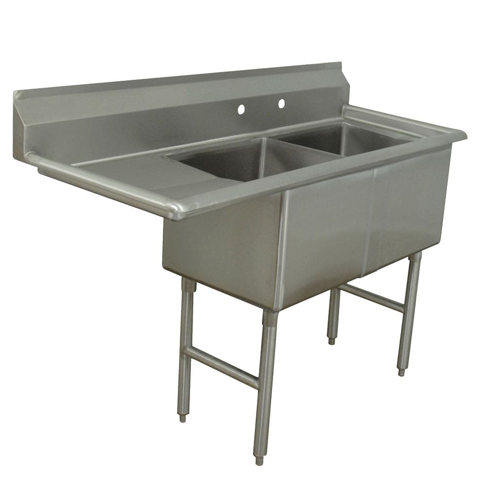 Advance Tabco FC-2-1818-18L 56 1/2" 2 Compartment Sink w/ 18"L x 18"W Bowl, 14" Deep