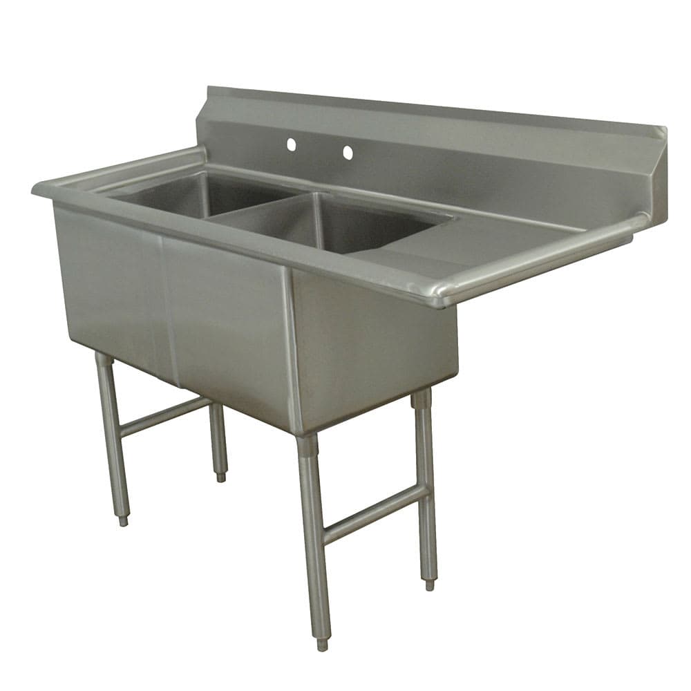 Advance Tabco FC-2-1818-18R 56 1/2" 2 Compartment Sink w/ 18"L x 18"W Bowl, 14" Deep