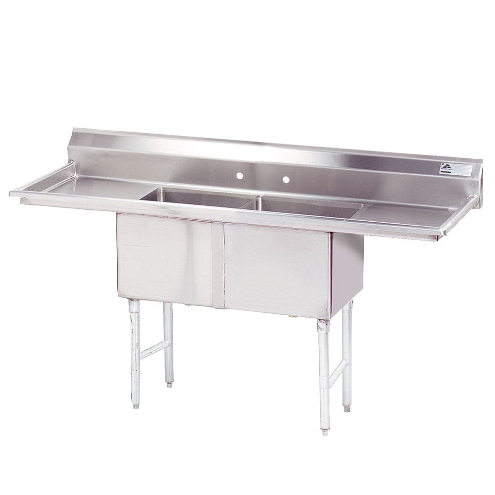Advance Tabco FC-2-1818-18RL 72" 2 Compartment Sink w/ 18"L x 18"W Bowl, 14" Deep