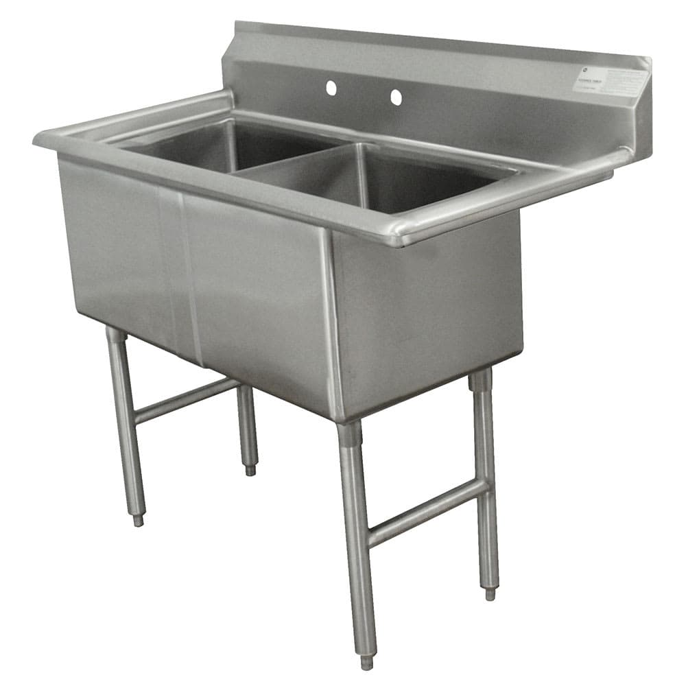 Advance Tabco FC-2-2424 53" 2 Compartment Sink w/ 24"L x 24"W Bowl, 14" Deep