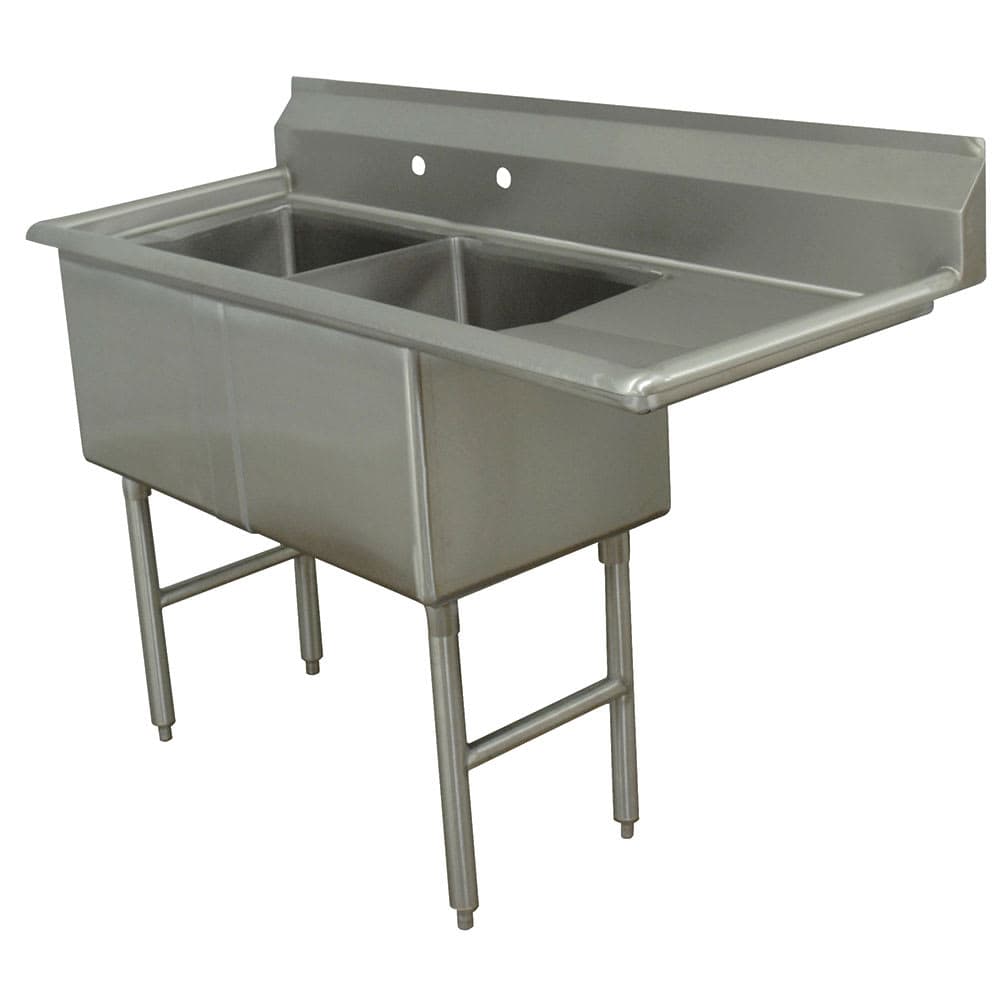 Advance Tabco FC-2-2424-18R 68" 2 Compartment Sink w/ 24"L x 24"W Bowl, 14" Deep