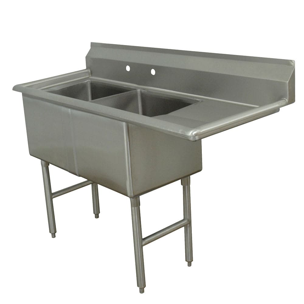 Advance Tabco FC-2-2424-24R 74 1/2" 2 Compartment Sink w/ 24"L x 24"W Bowl, 14" Deep