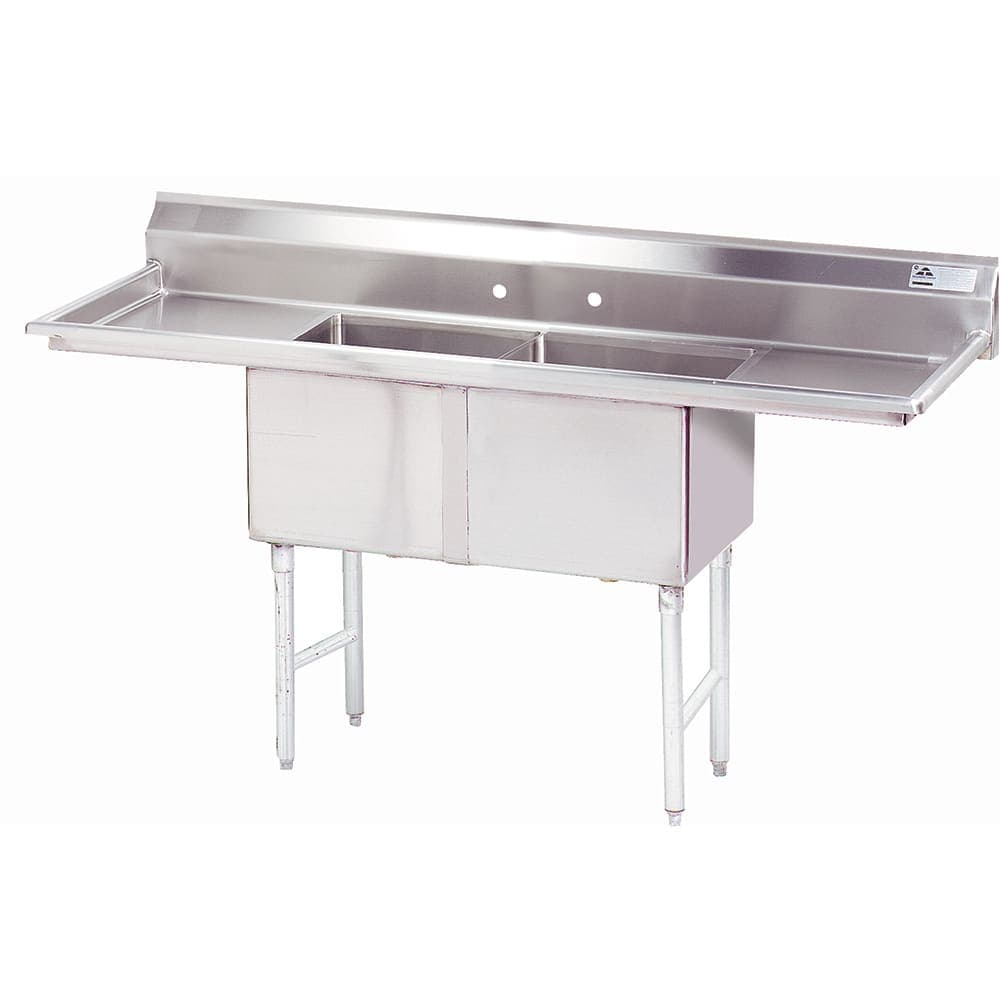 Advance Tabco FC-2-2424-24RL 96" 2 Compartment Sink w/ 24"L x 24"W Bowl, 14" Deep