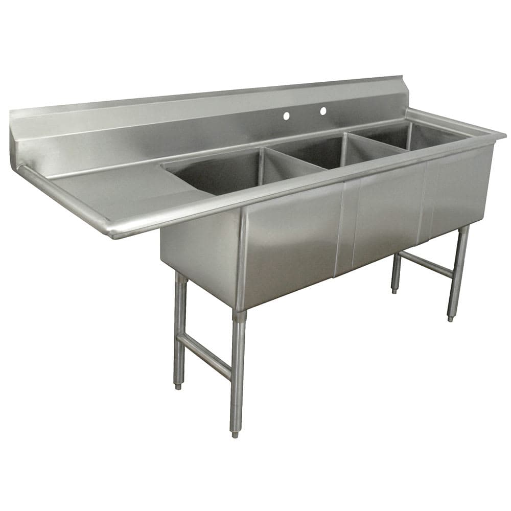 Advance Tabco FC-3-1620-18L 68 1/2" 3 Compartment Sink w/ 16"L x 20"W Bowl, 14" Deep