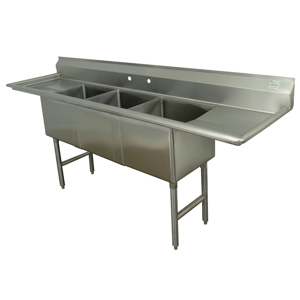 Advance Tabco FC-3-1620-36RL 120" 3 Compartment Sink w/ 16"L x 20"W Bowl, 14" Deep