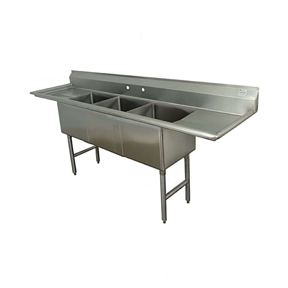 Advance Tabco FC-3-2028-24RL 3 Compartment Sink w/ 20"L x 28"W Bowl, 14" Deep