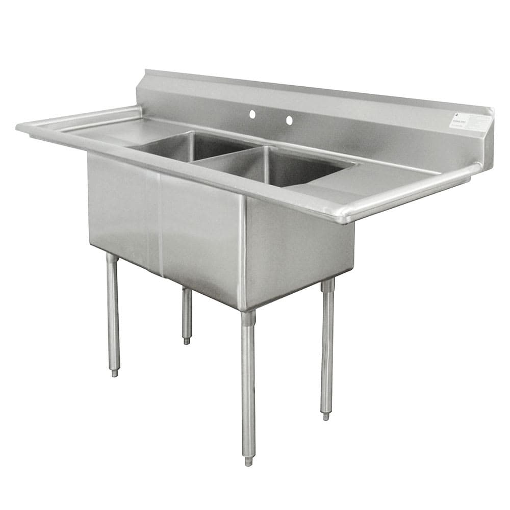 Advance Tabco FE-2-1620-18RL 2 Compartment Sink w/ 16"W x 20"L Bowl, 12" Deep