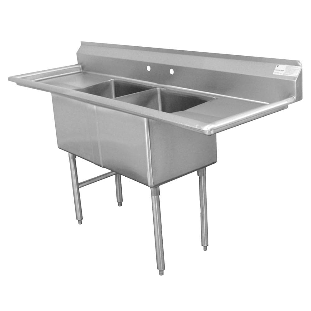 Advance Tabco FE-2-1812-18RL 72" 2 Compartment Sink w/ 18"L x 18"W Bowl, 12" Deep
