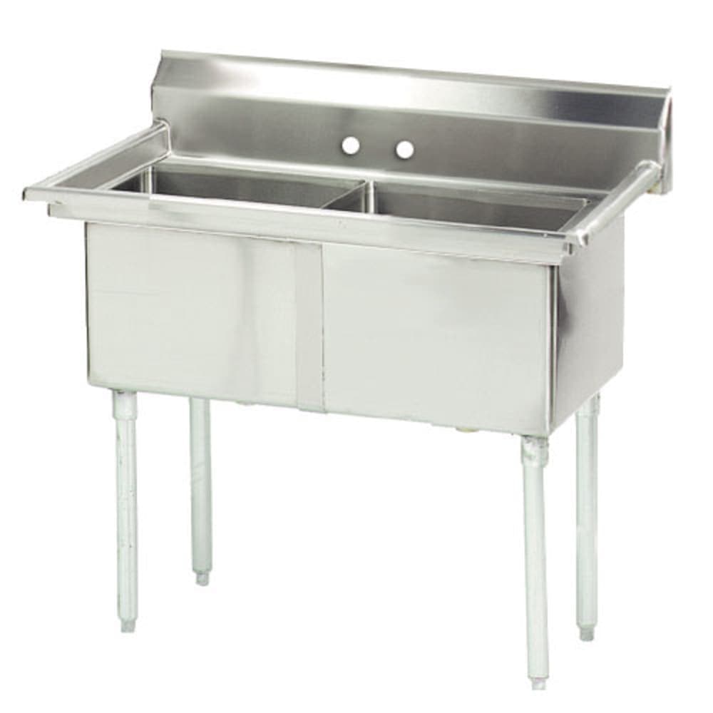 Advance Tabco FE-2-1812 41" 2 Compartment Sink w/ 18"L x 18"W Bowl, 12" Deep