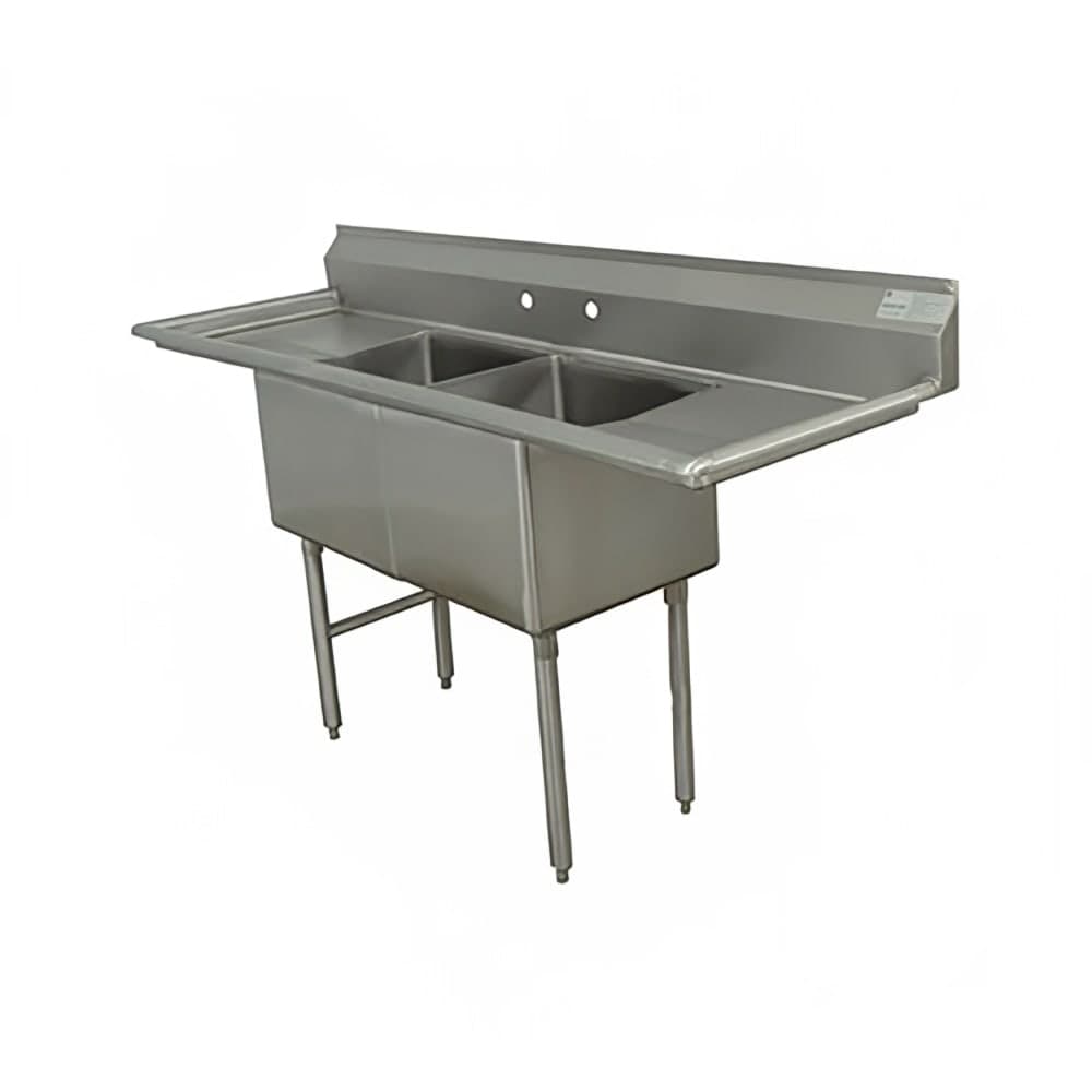Advance Tabco FE-2-2424-24RL-X 96" 2 Compartment Sink w/ 24"L x 24"W Bowl, 14" Deep