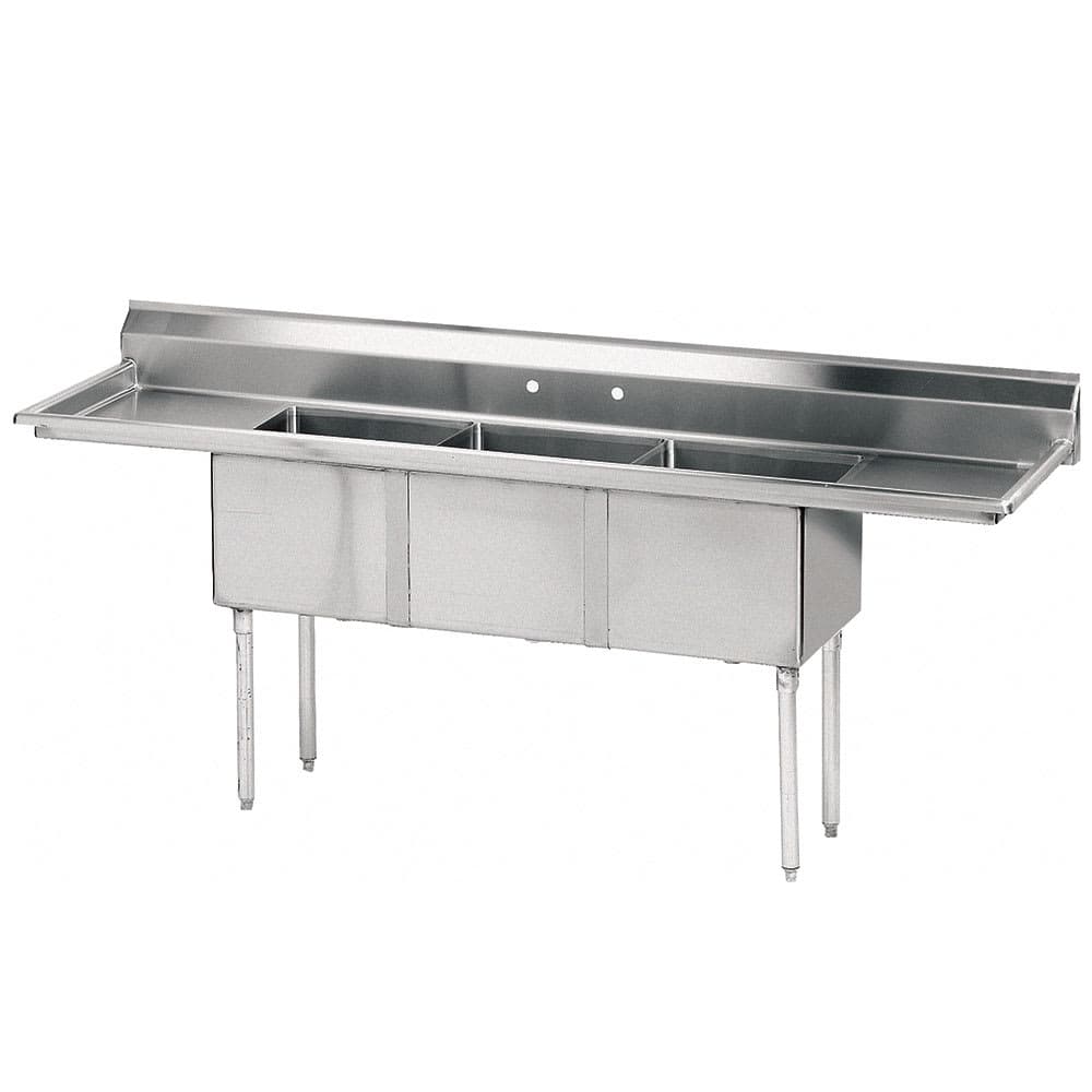 Advance Tabco FE-3-1014-15RL 60" 3 Compartment Sink w/ 10"L x 14"W Bowl, 10" Deep