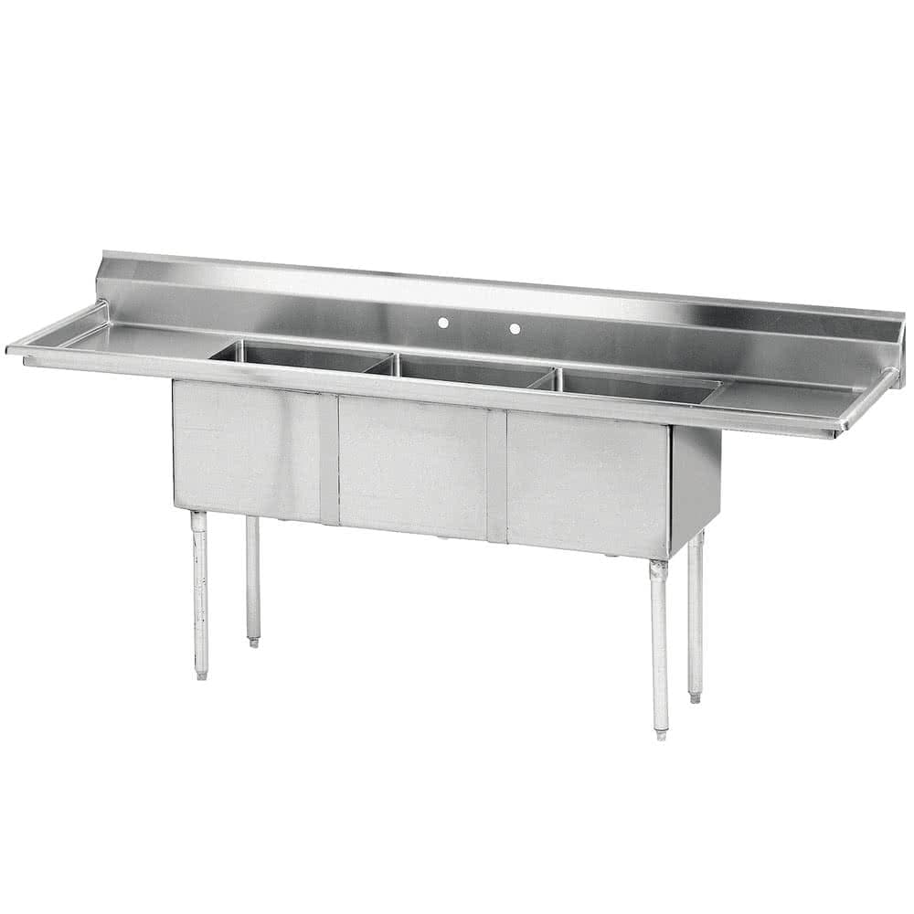 Advance Tabco FE-3-1416-12RL 3 Compartment Sink w/ 14"W x 16"L Bowl, 12" Deep