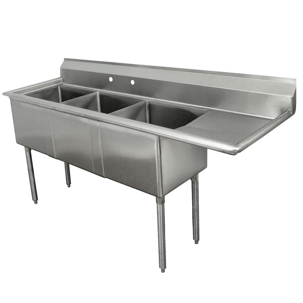Advance Tabco FE-3-1515-15R 50" 3 Compartment Sink w/ 15"L x 15"W Bowl, 12" Deep