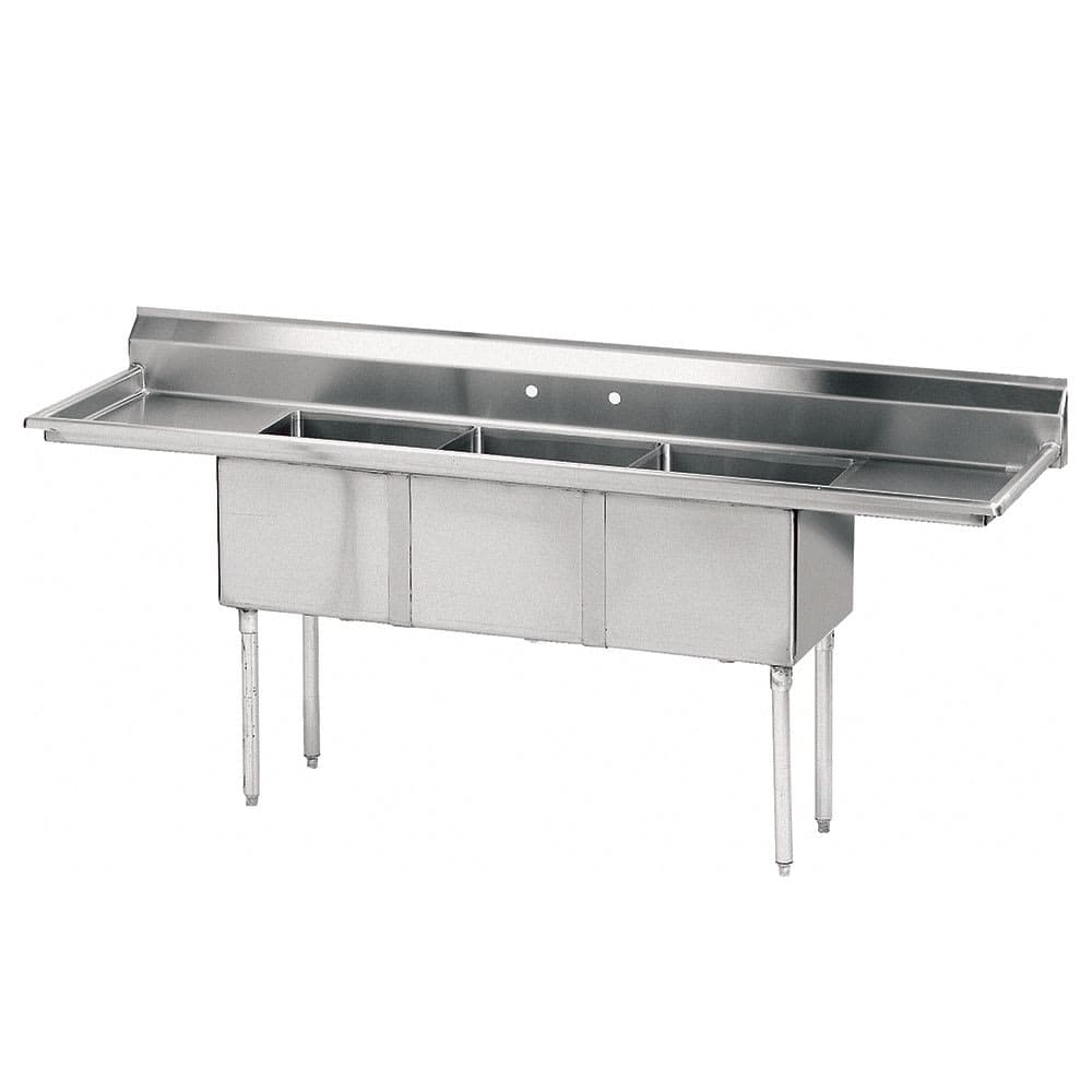 Advance Tabco FE-3-1812-18RL 90" 3 Compartment Sink w/ 18"L x 18"W Bowl, 12" Deep
