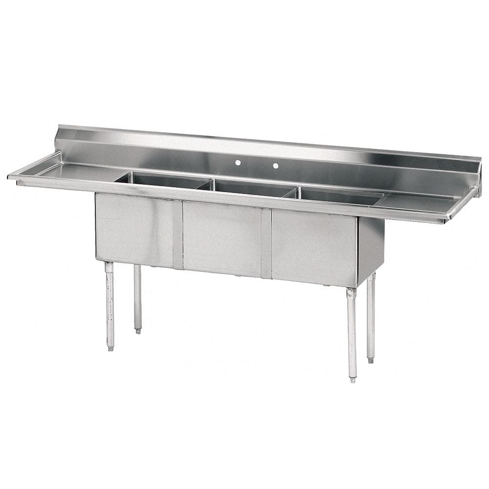 Advance Tabco FE-3-1824-24RL 102" 3 Compartment Sink w/ 18"L x 24"W Bowl, 14" Deep
