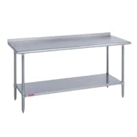 Advance Tabco FLAG-244-X 48" 16 ga Work Table w/ Undershelf & 430 Series Stainless Top, 1 1/2" Backsplash thumbnail 2