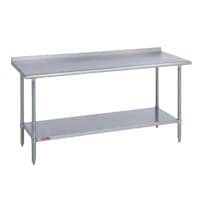 Advance Tabco FLAG-308-X 96" 16 ga Work Table w/ Undershelf & 430 Series Stainless Top, 1 1/2" Backsplash thumbnail 2