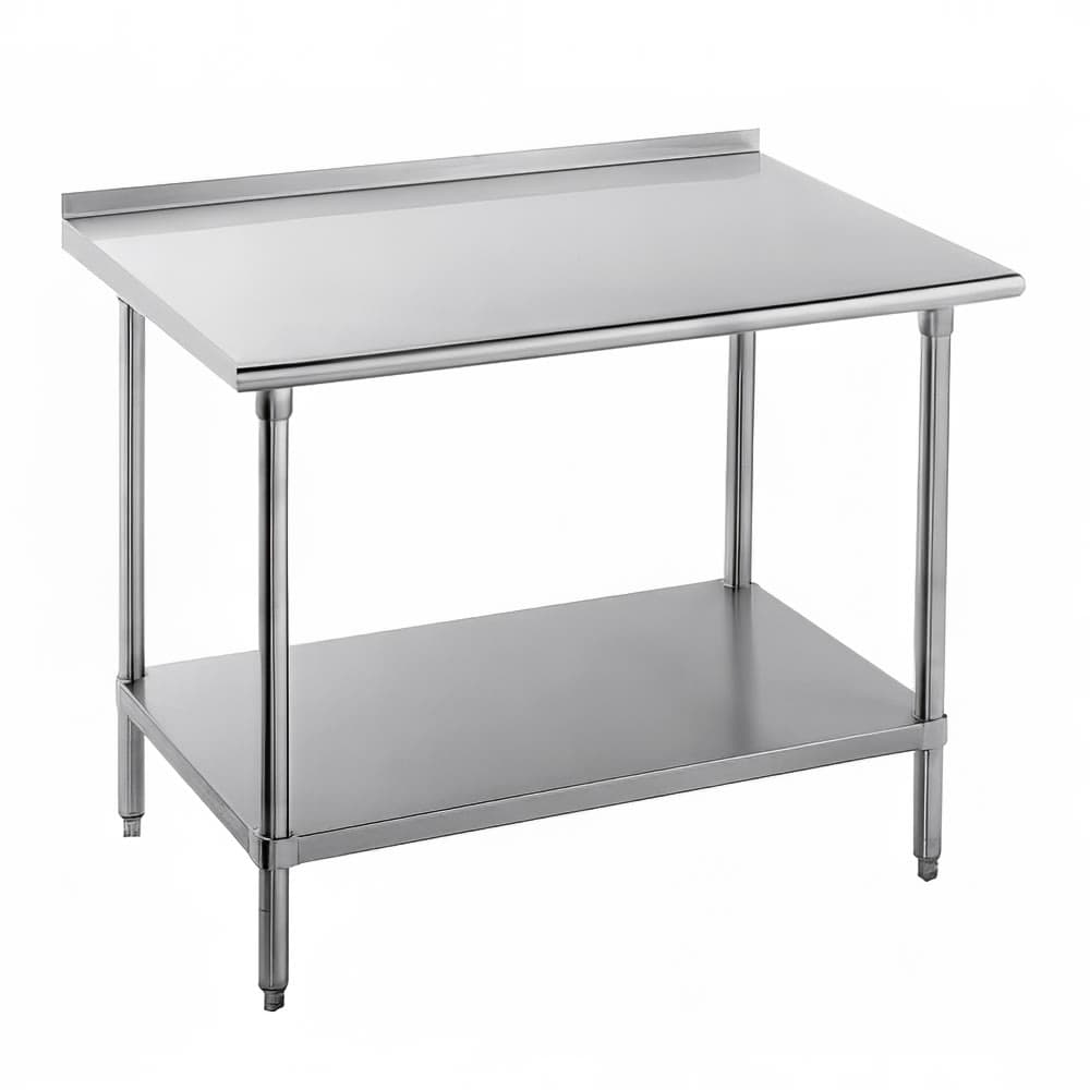 Advance Tabco FMG-242 24" 16 ga Work Table w/ Undershelf & 304 Series Stainless Top, 1 1/2" Backsplash