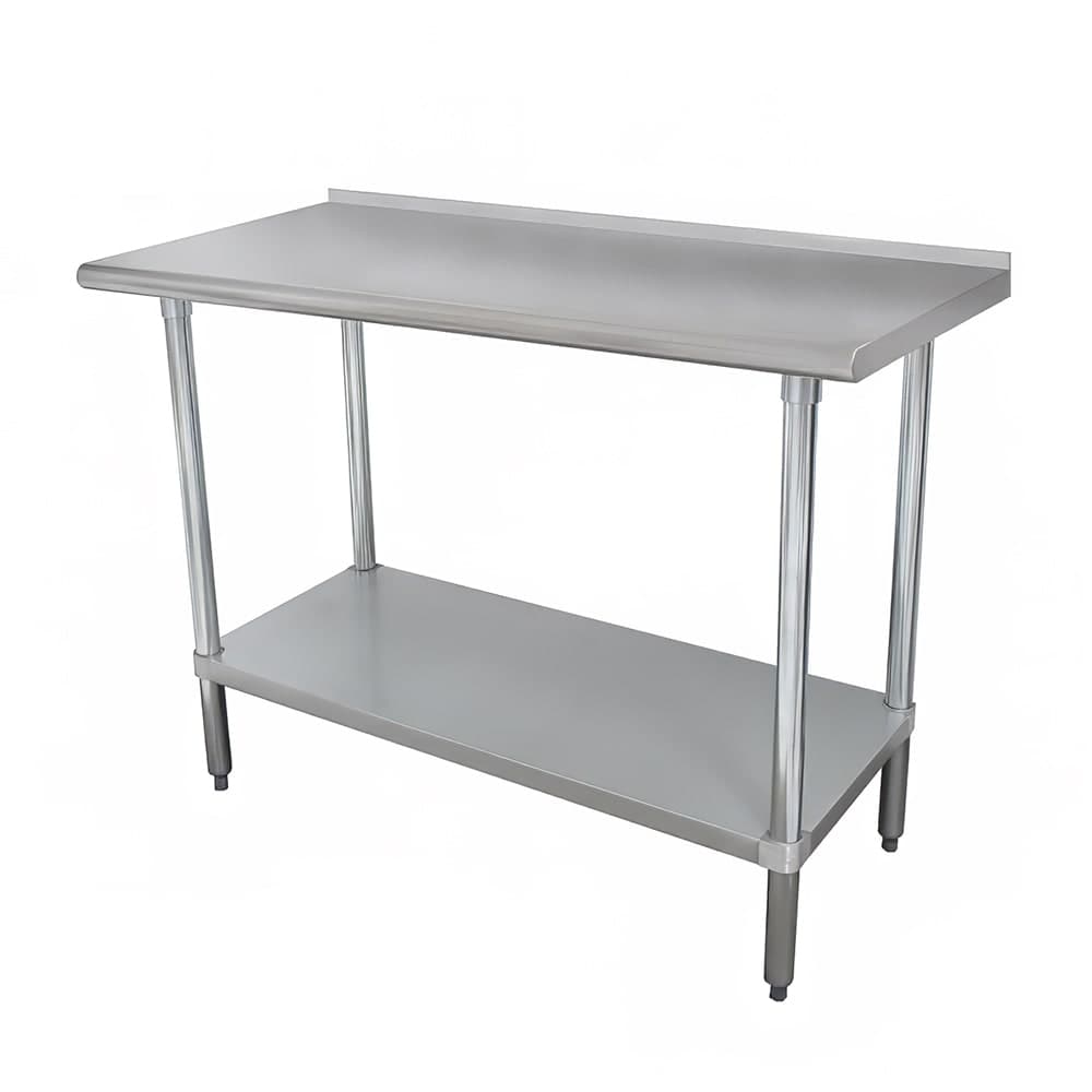 Advance Tabco FMG-300 30" 16 ga Work Table w/ Undershelf & 304 Series Stainless Top, 1 1/2" Backsplash