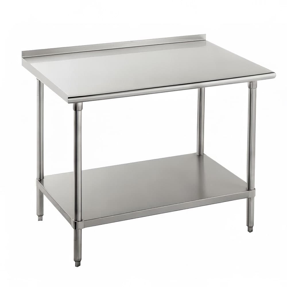 Advance Tabco FMS-243 36" 16 ga Work Table w/ Undershelf & 304 Series Stainless Top, 1 1/2" Backsplash