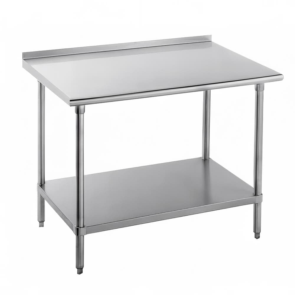 Advance Tabco FMS-245 60" 16 ga Work Table w/ Undershelf & 304 Series Stainless Top, 1 1/2" Backsplash