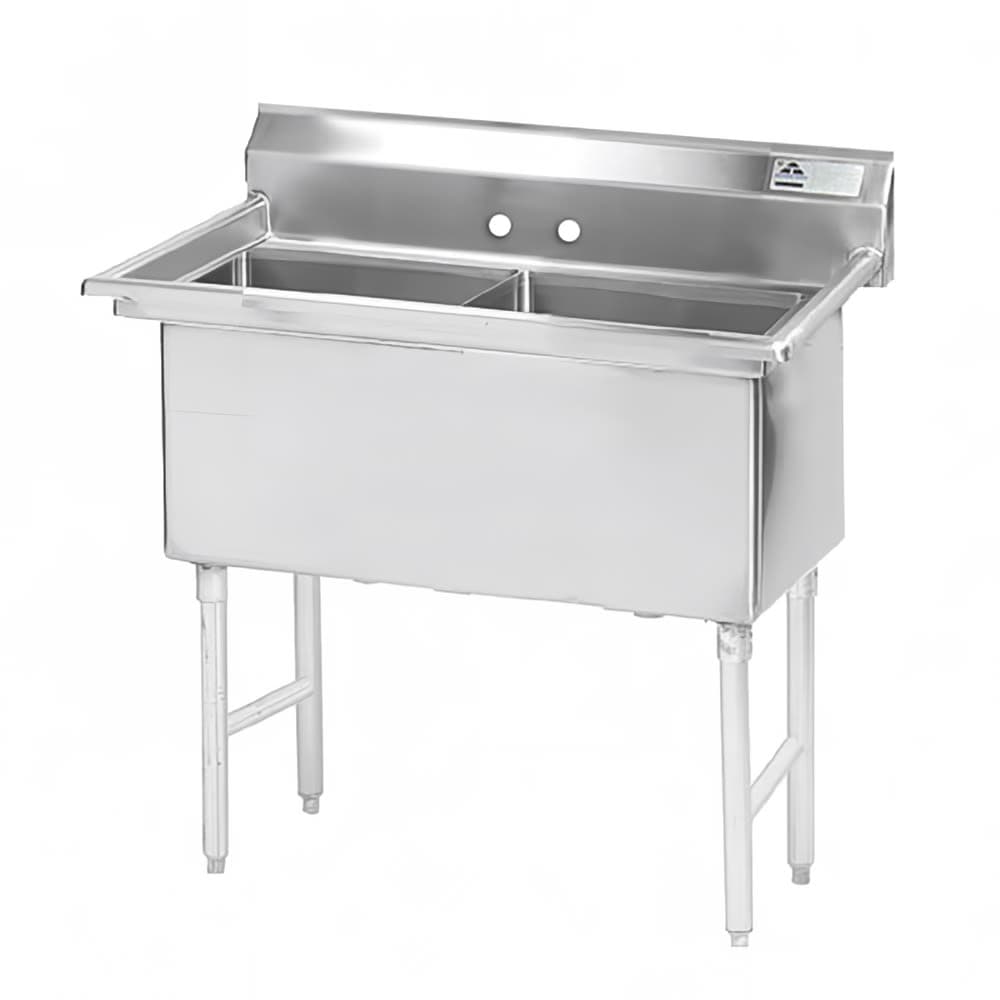 Advance Tabco FS-2-1818 41" 2 Compartment Sink w/ 18"L x 18"W Bowl, 14" Deep