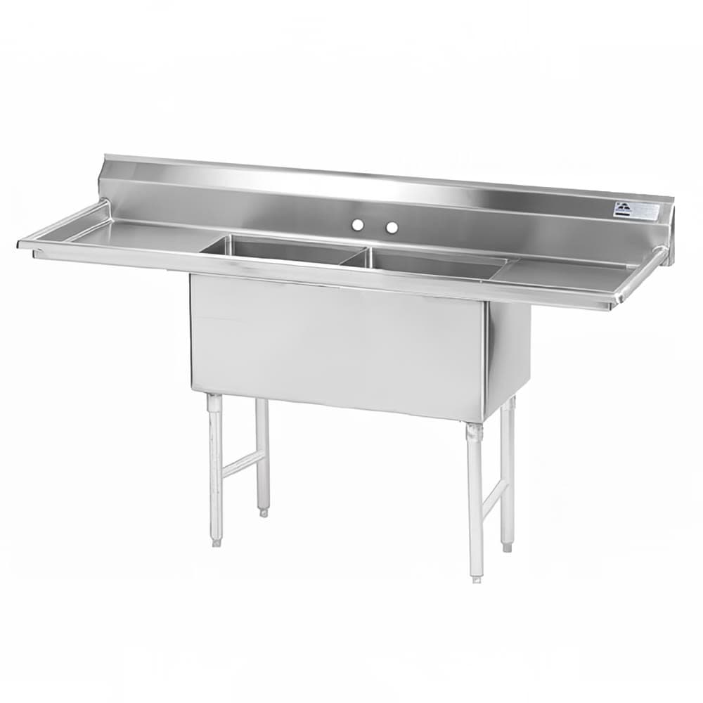 Advance Tabco FS-2-1818-18RL 72" 2 Compartment Sink w/ 18"L x 18"W Bowl, 14" Deep