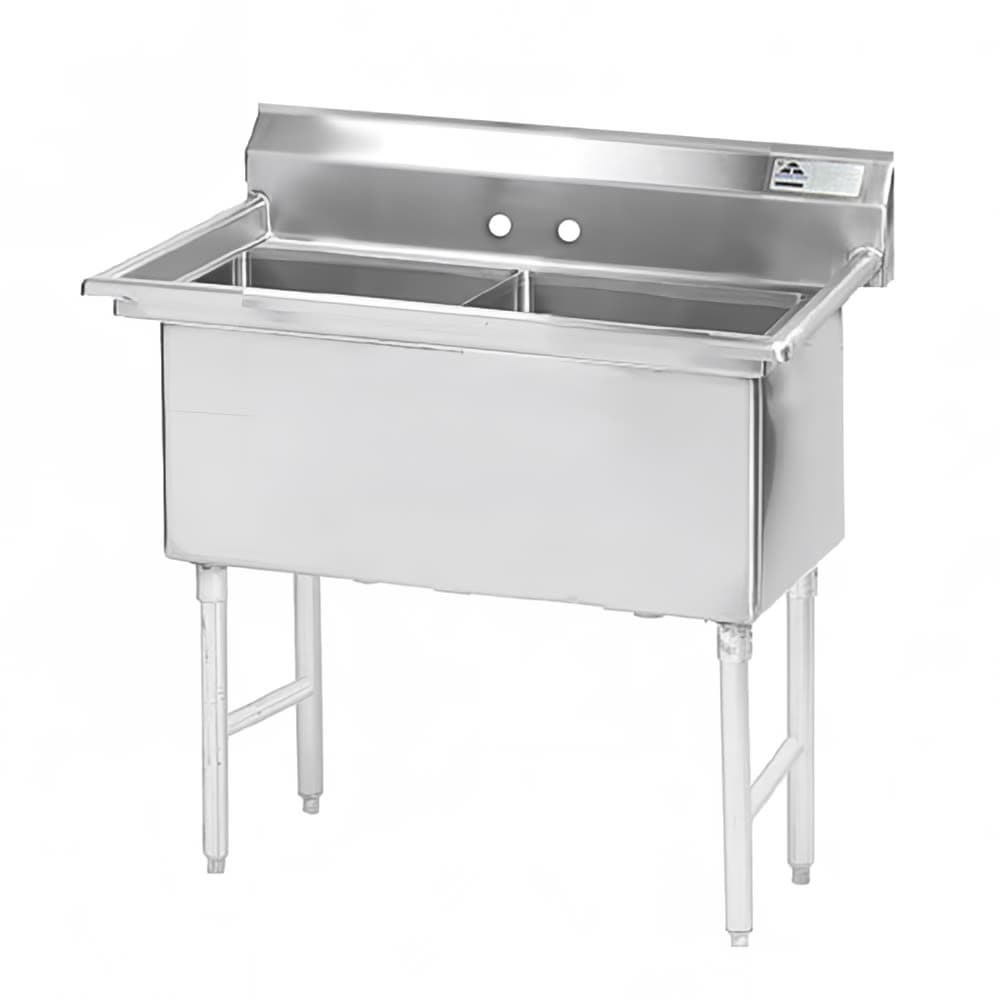 Advance Tabco FS-2-1824 41" 2 Compartment Sink w/ 18"L x 24"W Bowl, 14" Deep