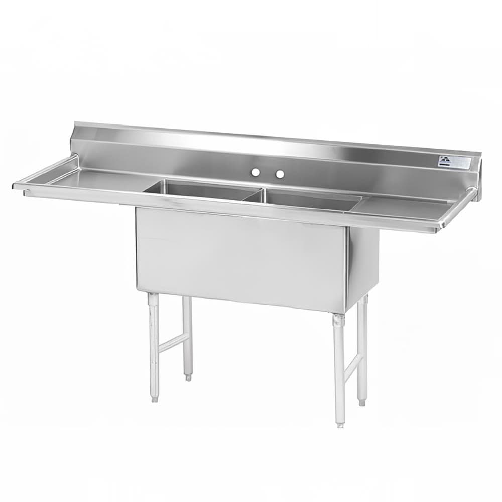 Advance Tabco FS-2-1824-18RL 72" 2 Compartment Sink w/ 18"L x 24"W Bowl, 14" Deep