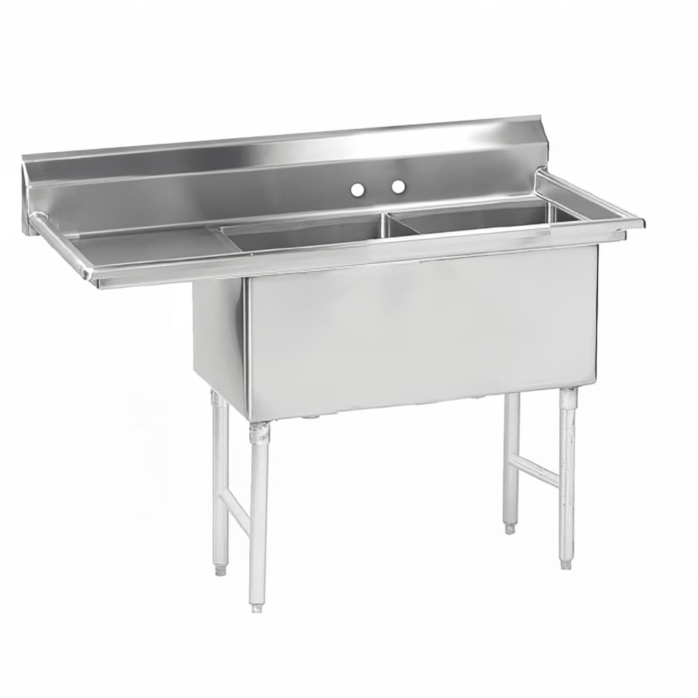 Advance Tabco FS-2-1824-24L 62 1/2" 2 Compartment Sink w/ 18"L x 24"W Bowl, 14" Deep