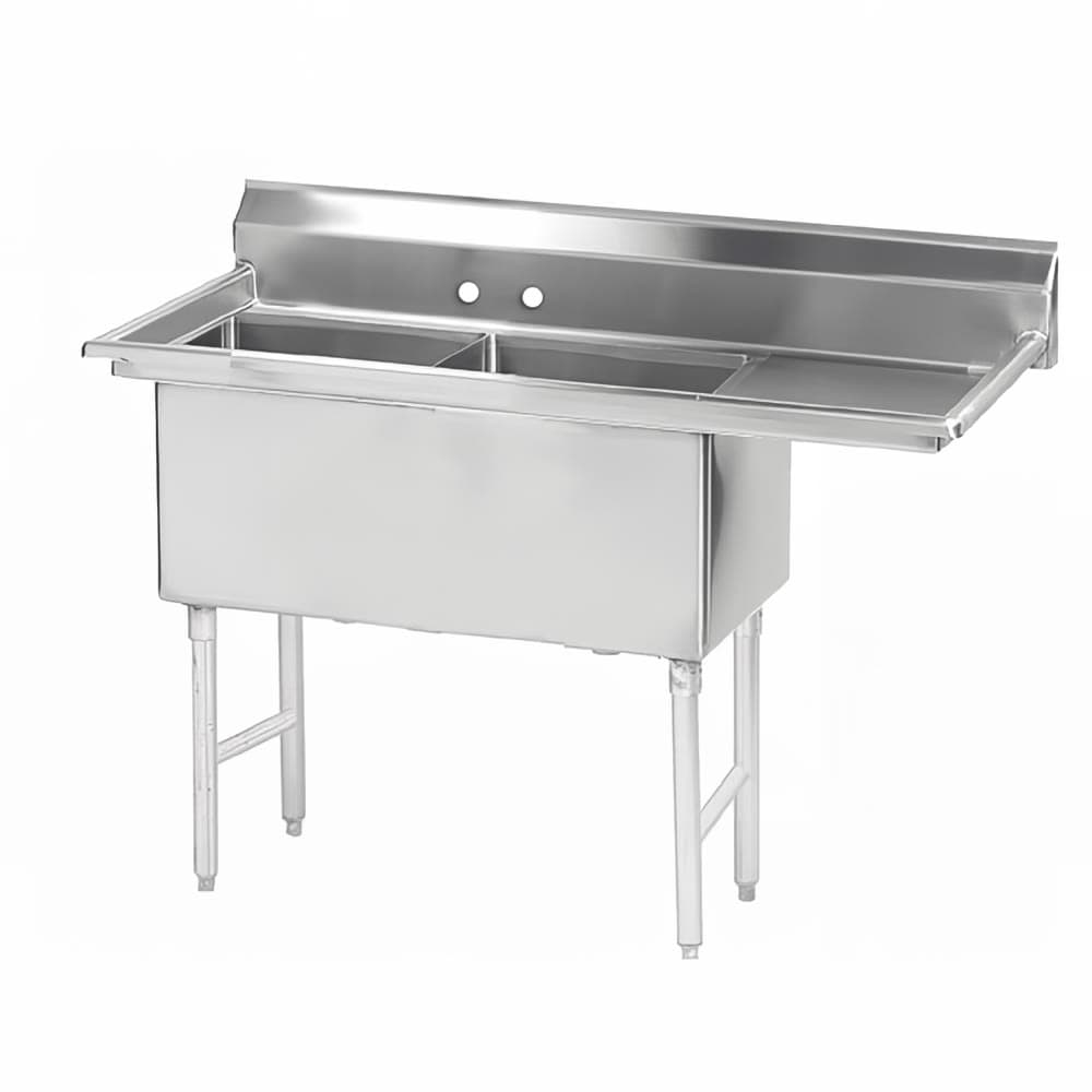 Advance Tabco FS-2-1824-24R 62 1/2" 2 Compartment Sink w/ 18"L x 24"W Bowl, 14" Deep