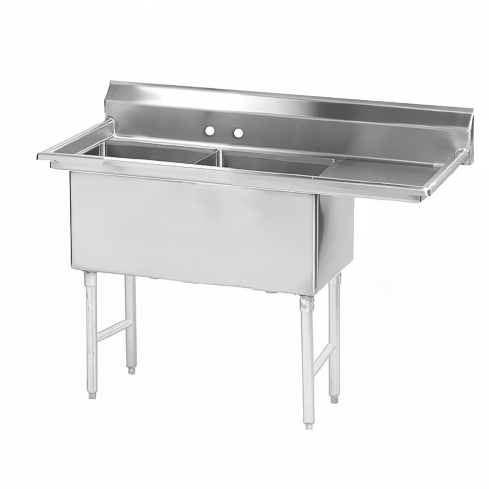 Advance Tabco FS-2-3024-24R 86 1/2" 2 Compartment Sink w/ 30"L x 24"W Bowl, 14" Deep