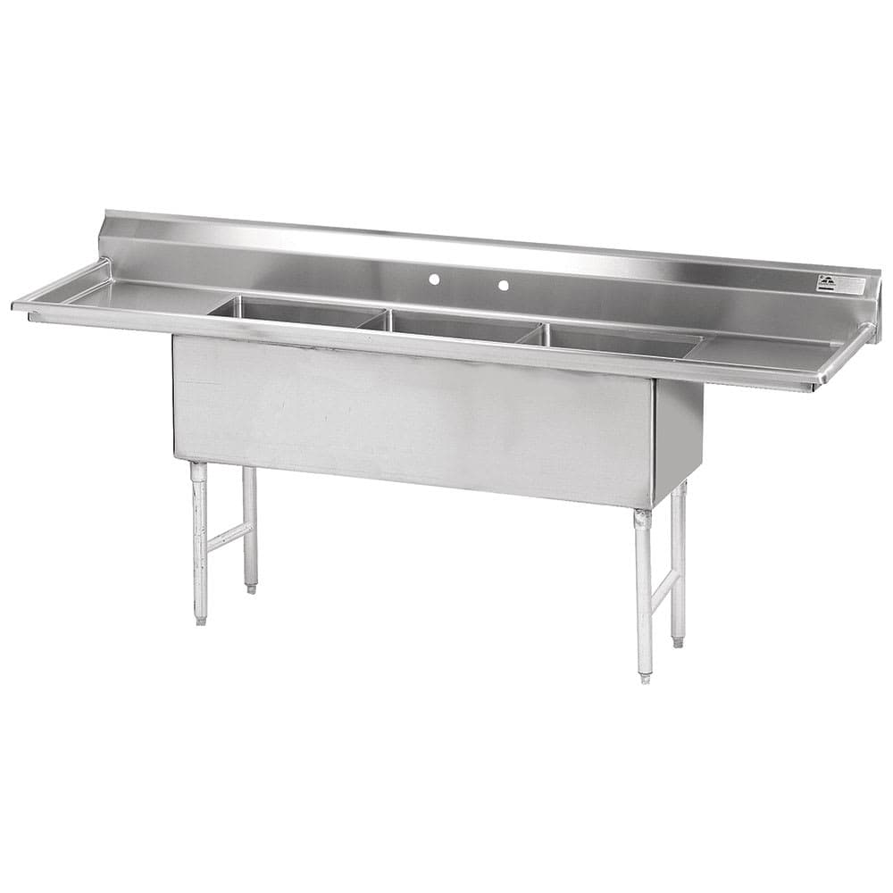 Advance Tabco FS-3-1818-18RL 90" 3 Compartment Sink w/ 18"L x 18"W Bowl, 14" Deep