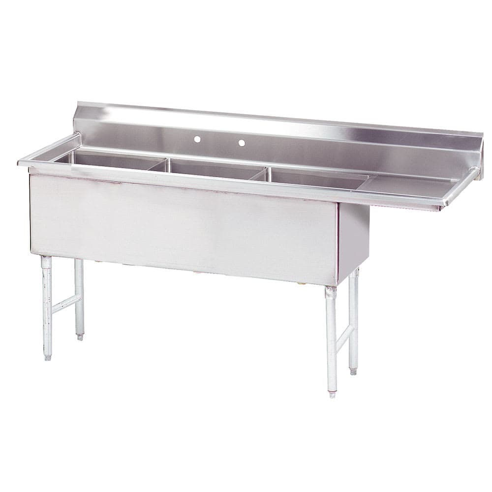 Advance Tabco FS-3-2424-18R 92 1/2" 3 Compartment Sink w/ 24"L x 24"W Bowl, 14" Deep