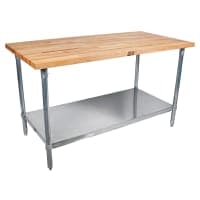 Advance Tabco H2S-368 1 3/4" Maple Top Work Table w/ Undershelf, 96"L x 36"D thumbnail 2