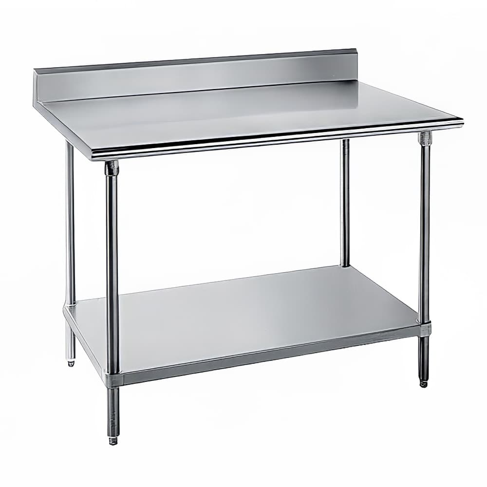 Advance Tabco KAG-305 60" 16 ga Work Table w/ Undershelf & 430 Series Stainless Top, 5" Backsplash