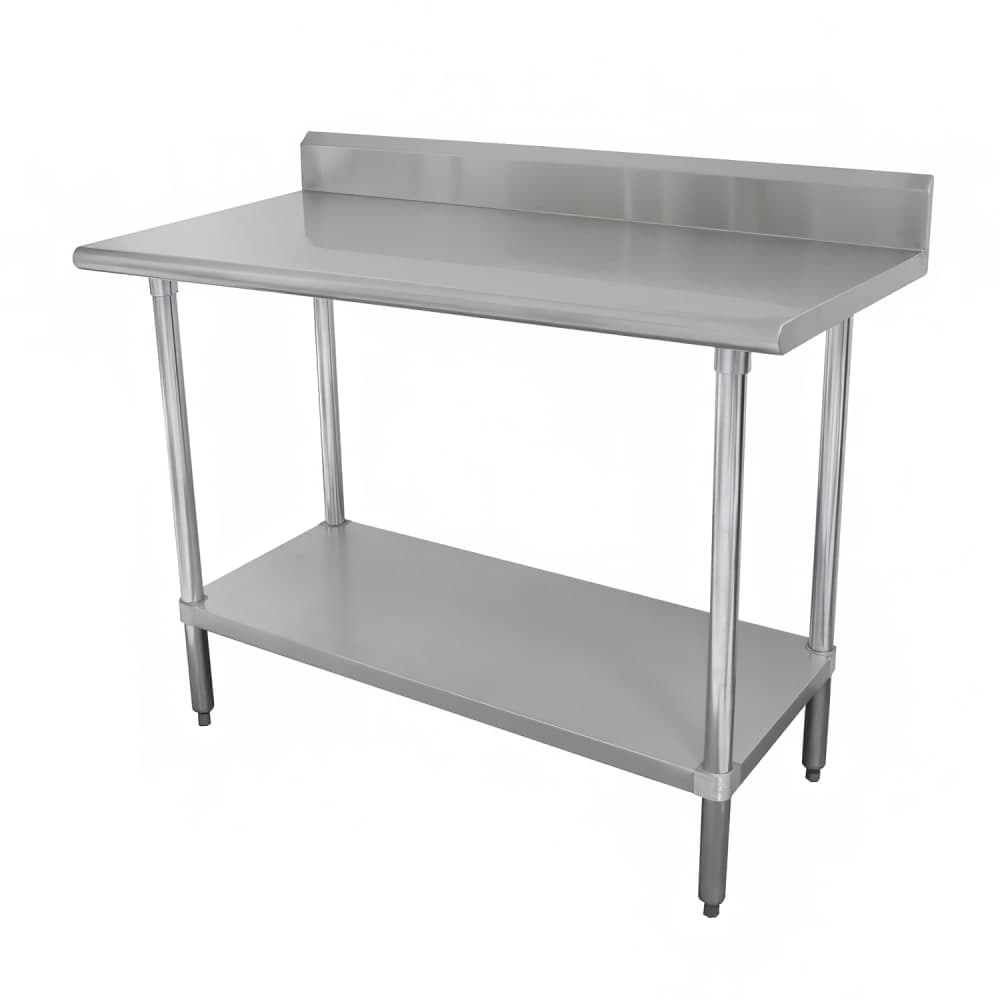 Advance Tabco KLAG-240-X 30" 16 ga Work Table w/ Undershelf & 430 Series Stainless Top, 5" Backsplash