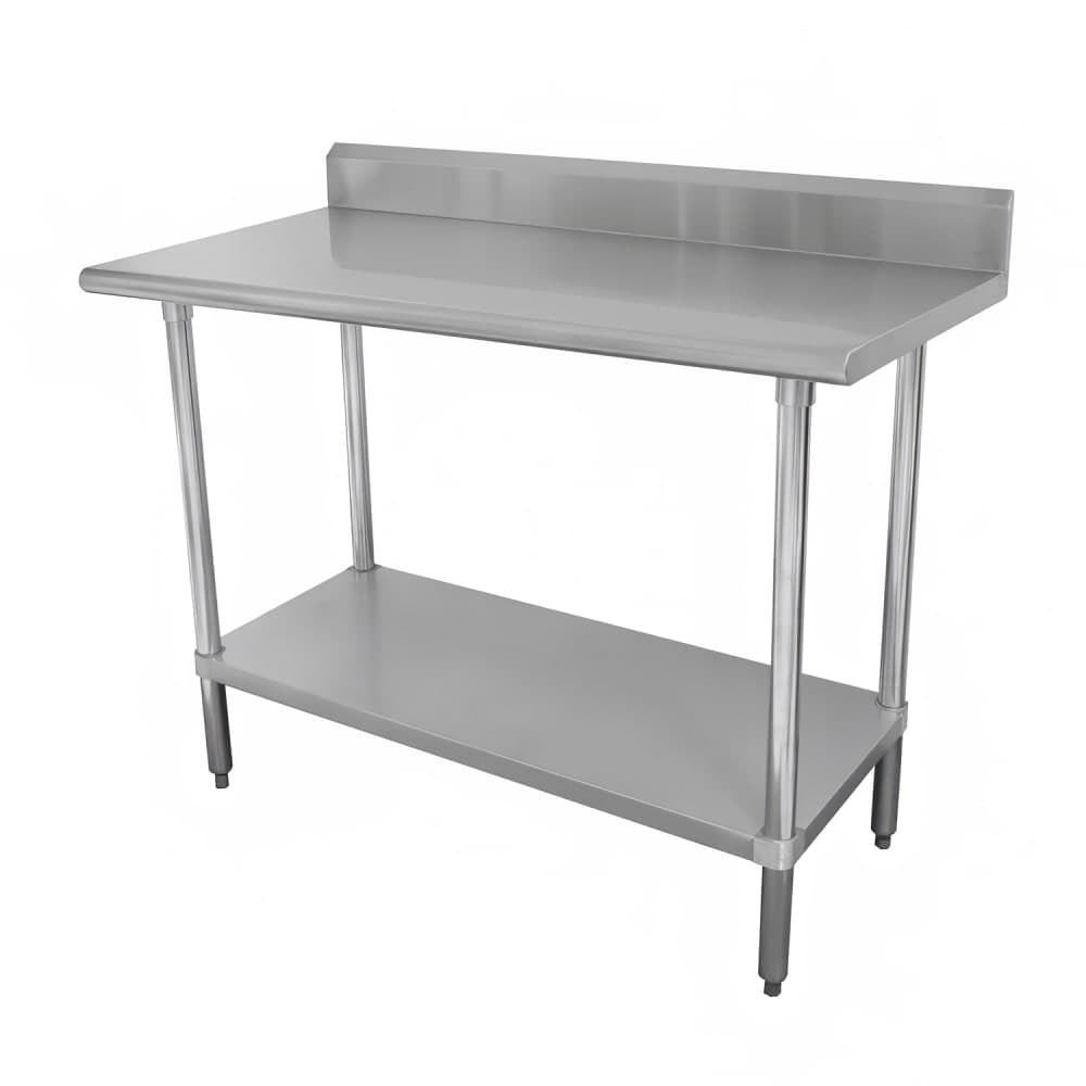 Advance Tabco KLAG-300-X 30" 16 ga Work Table w/ Undershelf & 430 Series Stainless Top, 5" Backsplash
