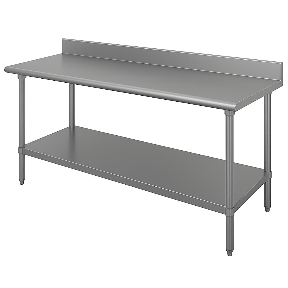 Advance Tabco KLG-245 60" 14 ga Work Table w/ Undershelf & 304 Series Stainless Top, 5" Backsplash