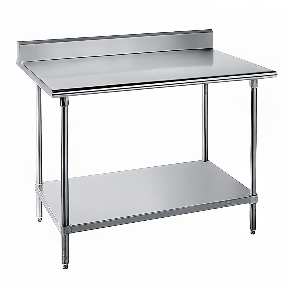 Advance Tabco KMG-305 60" 16 ga Work Table w/ Undershelf & 304 Series Stainless Top, 5" Backsplash