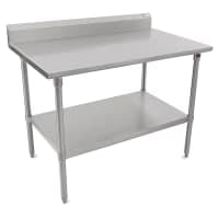 Advance Tabco KMS-305 60" 16 ga Work Table w/ Undershelf & 304 Series Stainless Top, 5" Backsplash thumbnail 2