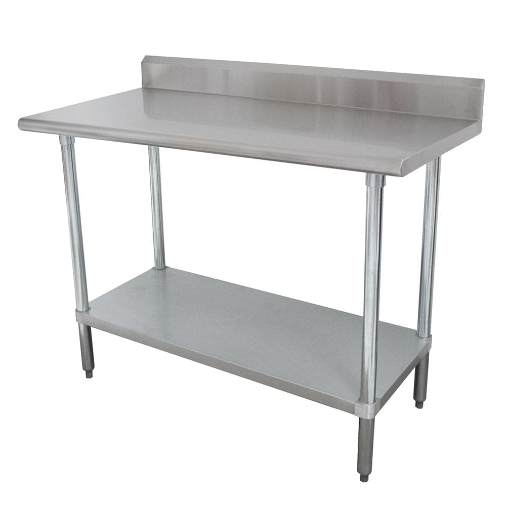 Advance Tabco KMSLAG-245-X 60" 16 ga Work Table w/ Undershelf & 304 Series Stainless Top, 5" Backsplash