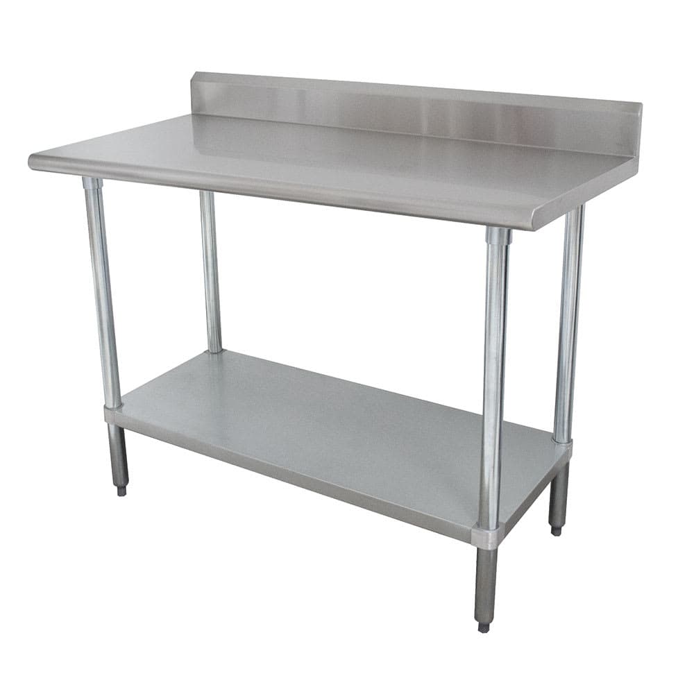 Advance Tabco KSLAG-302-X 24" 16 ga Work Table w/ Undershelf & 430 Series Stainless Top, 5" Backsplash