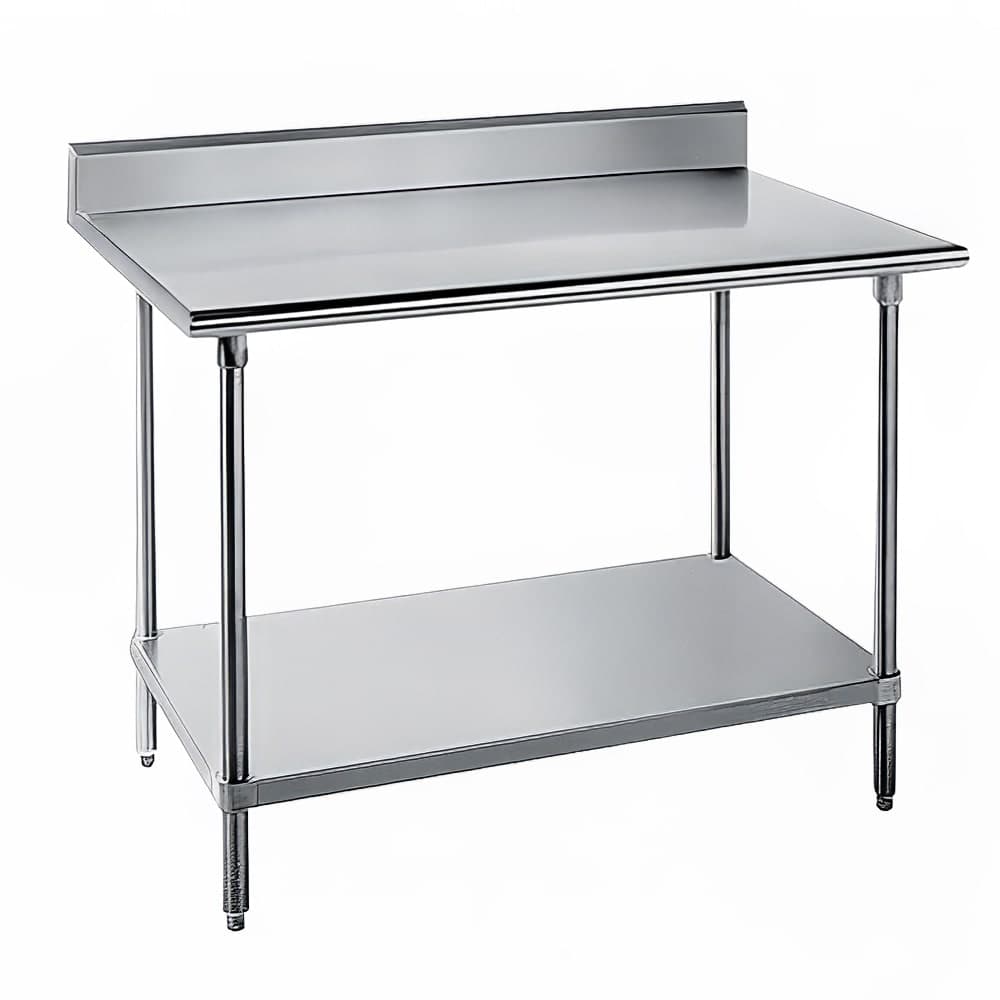 Advance Tabco KSS-242 24" 14 ga Work Table w/ Undershelf & 304 Series Stainless Top, 5" Backsplash