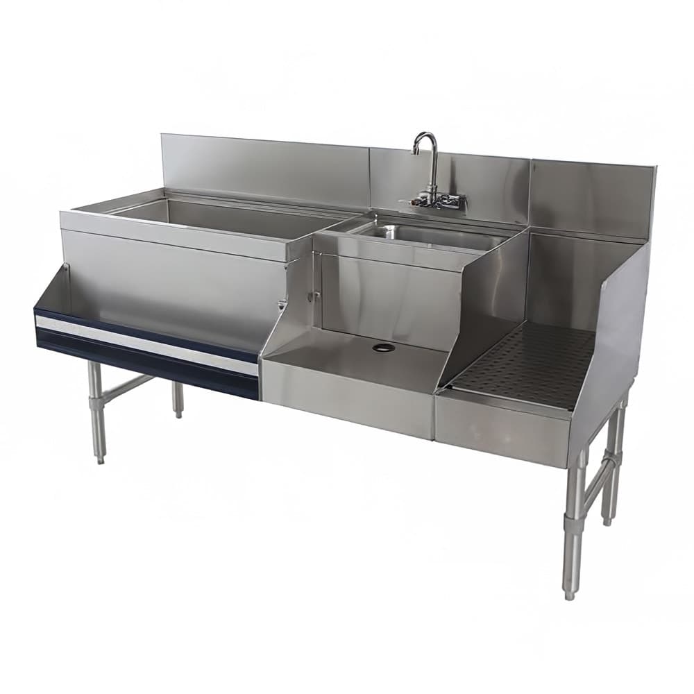 Advance Tabco PRU-19-48L 48" Prestige Uni-Serv Cocktail Station w/ 89 lb Ice Bin, Stainless Steel