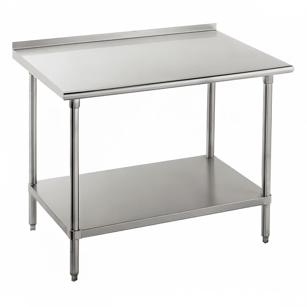Advance Tabco SFG-244 48" 16 ga Work Table w/ Undershelf & 430 Series Stainless Top, 1 1/2" Backsplash