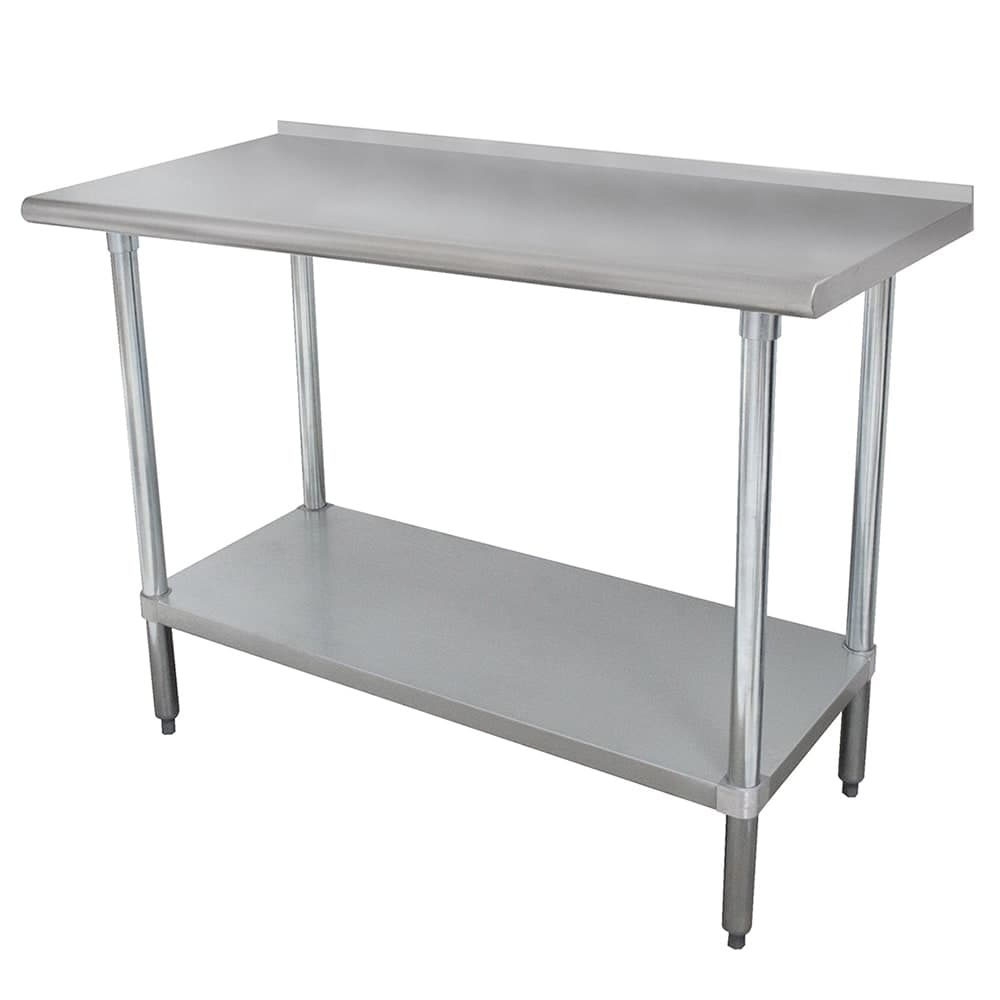 Advance Tabco SFLAG-365-X 60" 16 ga Work Table w/ Undershelf & 430 Series Stainless Top, 1 1/2" Backsplash