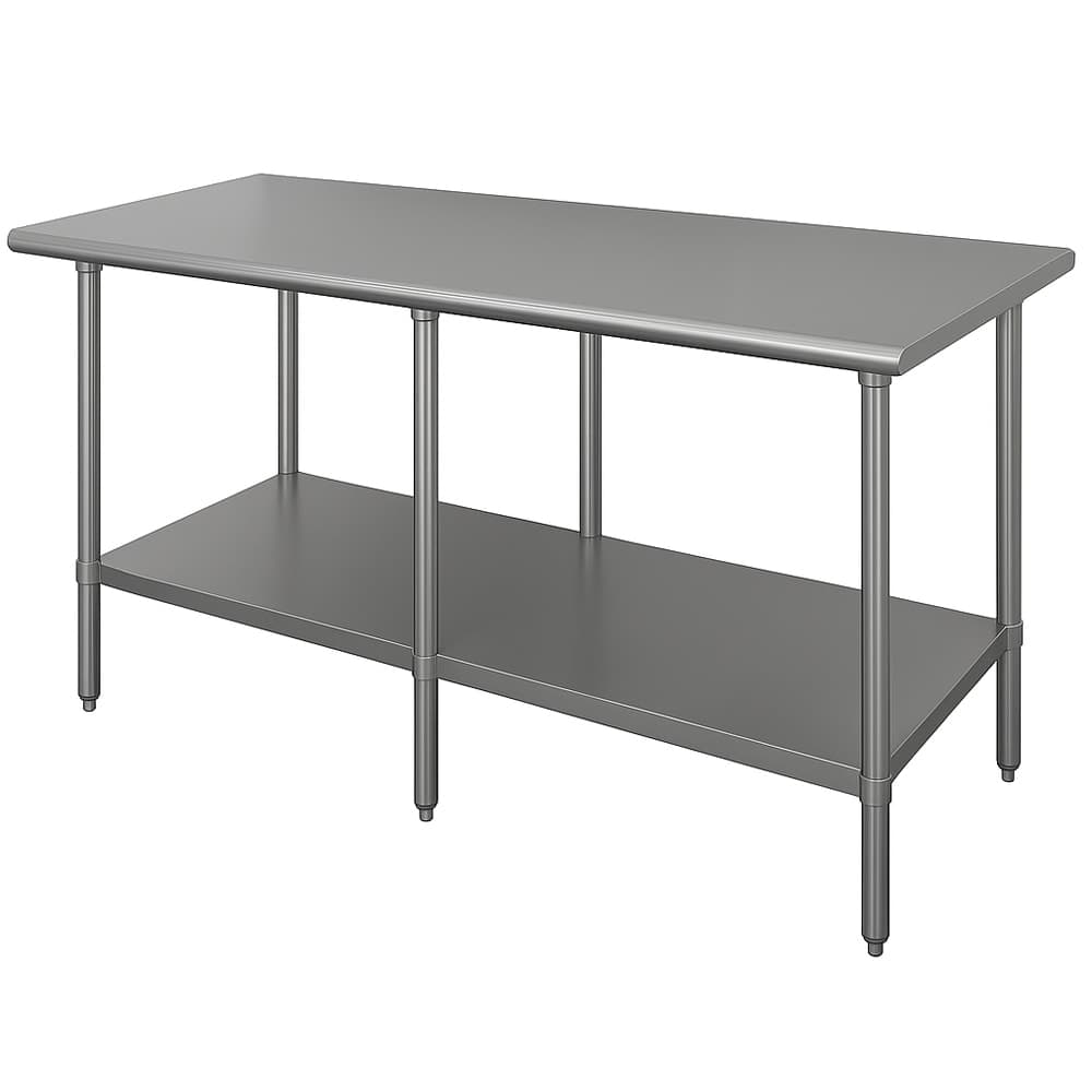 Advance Tabco SLAG-308-X 96" 16 ga Work Table w/ Undershelf & 430 Series Stainless Flat Top